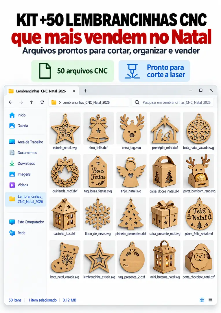 +50 Projetos de Lembrancinhas de Natal em MDF para Corte a Laser — imagem 1